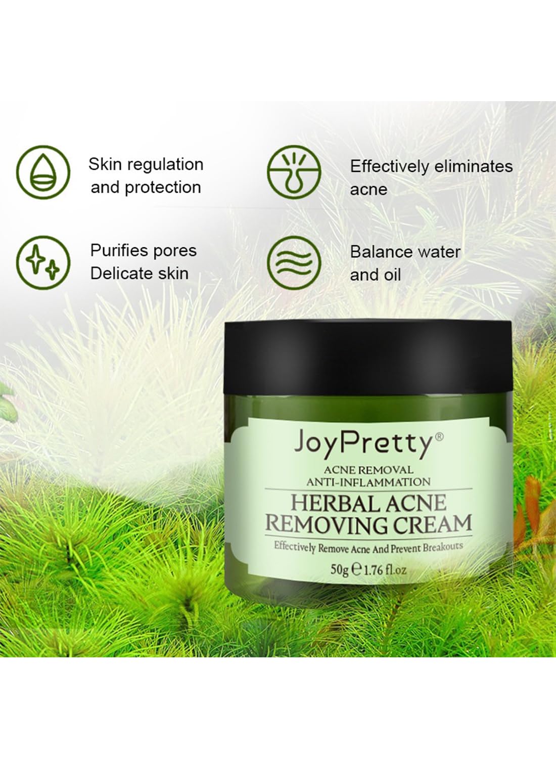 Acne Treatment Face Cream, Herbal Anti-Inflammation Soothing Acne Moisturizer with Tea Tree Oil, Acne Remover for Stubborn Pimple Blackhead Whitehead Blemish, Inflammation Relief 50g
