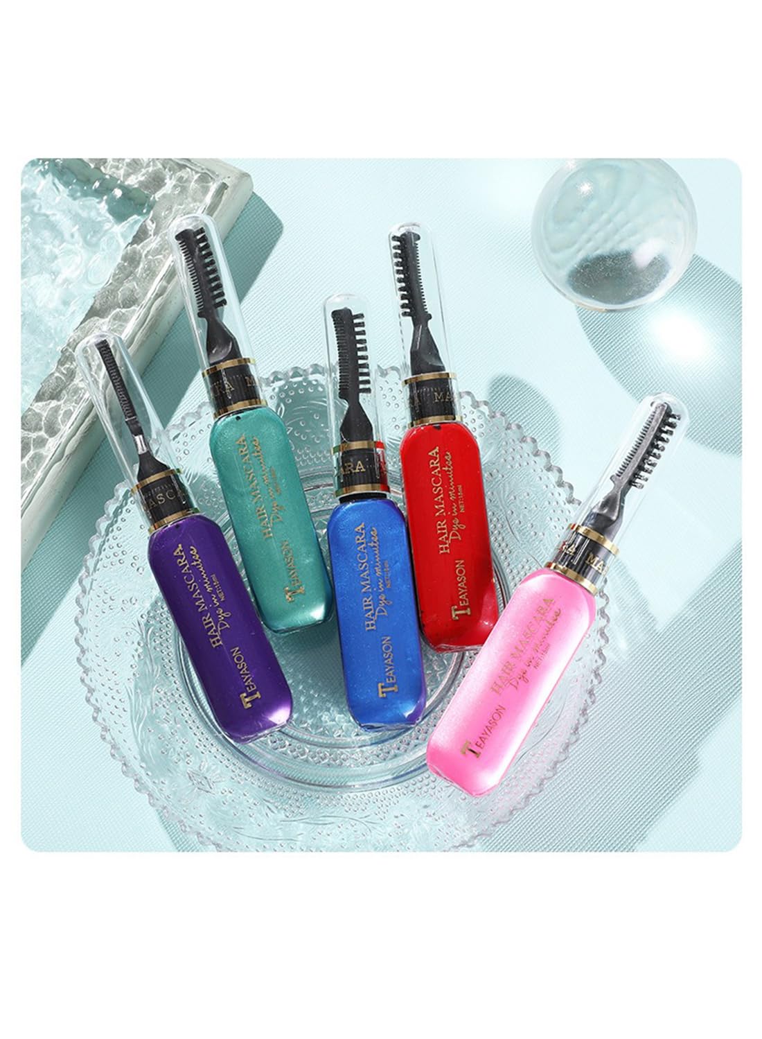 Hair Mascara Set, 6Pcs Temporary Colorful Washable Hair Chalk for Salon & DIY