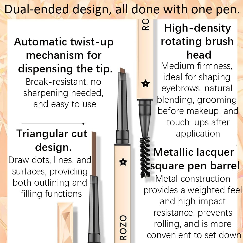 Eyebrow Pencil with Spiral Brush, Brow Pencil