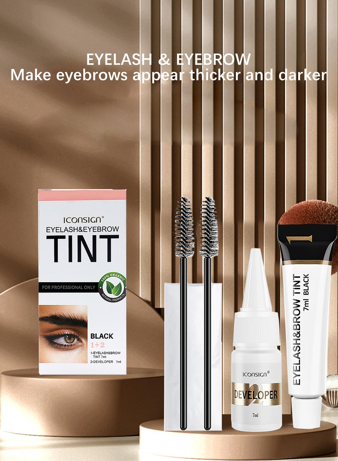2-In-1 Lash Tint Kit, Easy to Use Eyelash & Eyebrow Tint Kit - 7Ml+7Ml