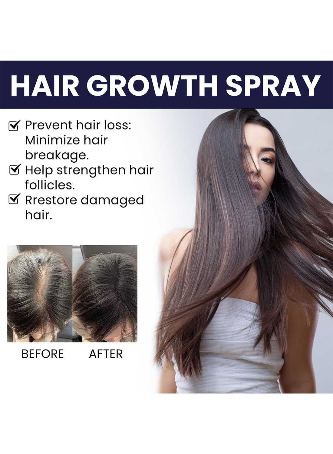 2Pcs Hair Growth Spray Set, Organic Hair Growth Serum, Hair Growth Oil, Hair Loss Treatments, Stimulate New Hair Growth, Strengthen Hair Follicles, Encourage Thicker Fuller Hair 50ml/Pcs