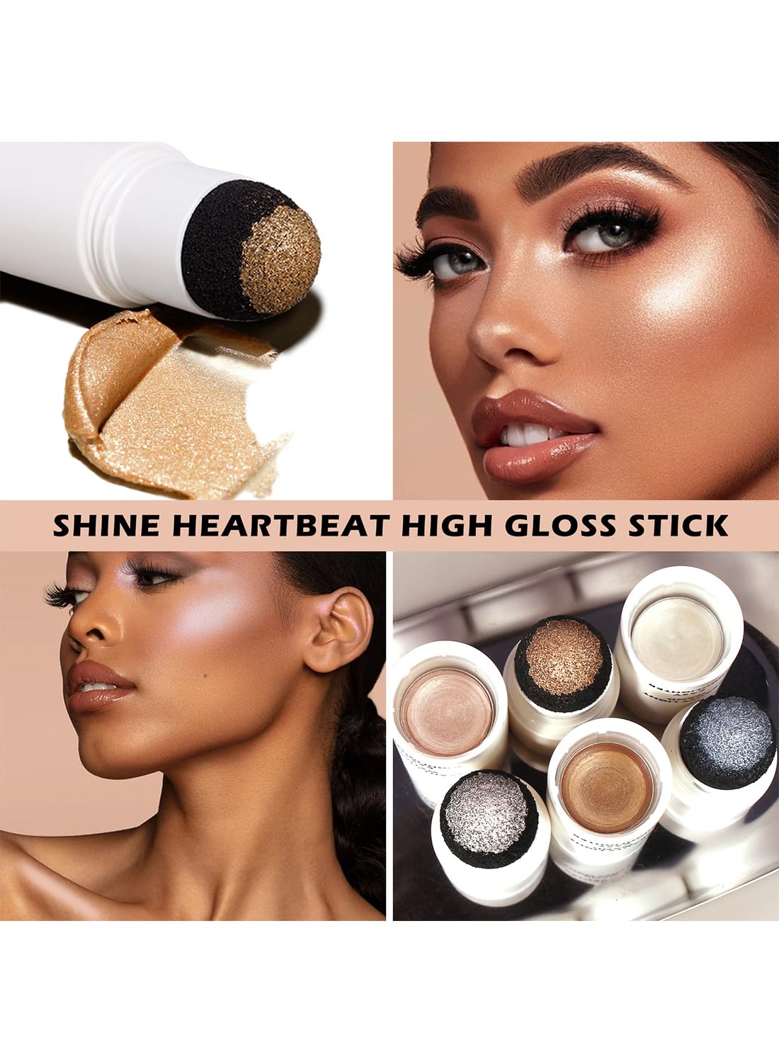 Highlighter Stick, Shine Shimmer Luminizer Waterproof Longlasting Non Greasy Body Illuminator, Sparkle High Gloss Glitter Powder Stick for Face Body