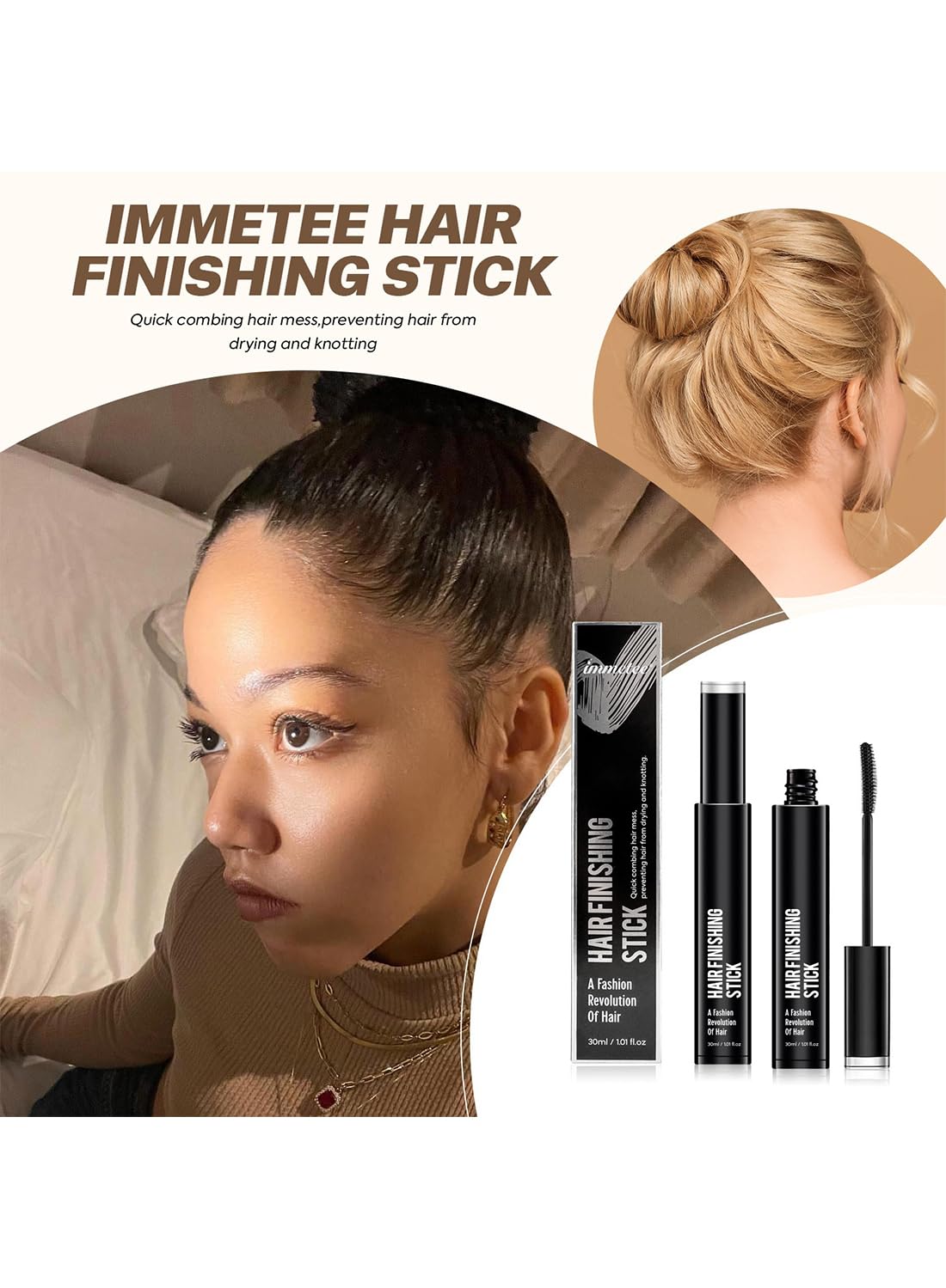 Hair Finishing Stick, Non Greasy and Non Sticky Small Broken Hair Finishing Cream, Refreshing Hair Wax Stick for Frizz & Flyaway, Hair Gel 30ml