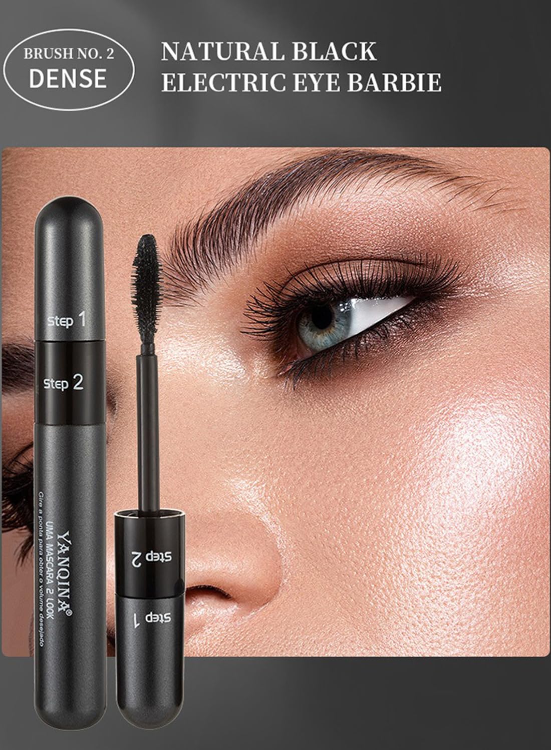 L&Wen 2 in 1 4D Mascara, Volumizing Lengthening Defining Lifting Curling Multiplying Eye Makeup, No Smudging Long Lasting Waterproof Mascara