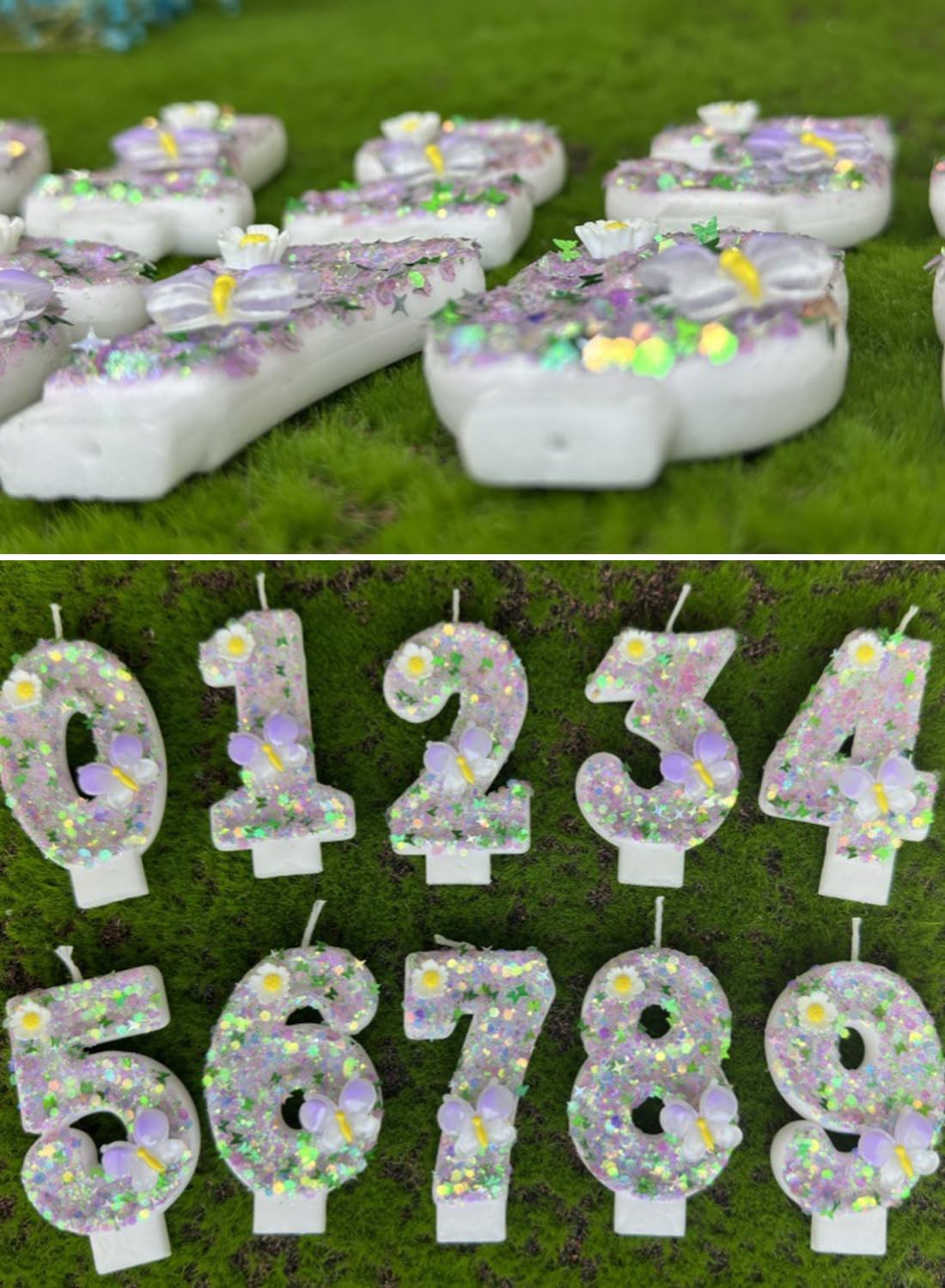 Colorful White Flower Number Cake Candle