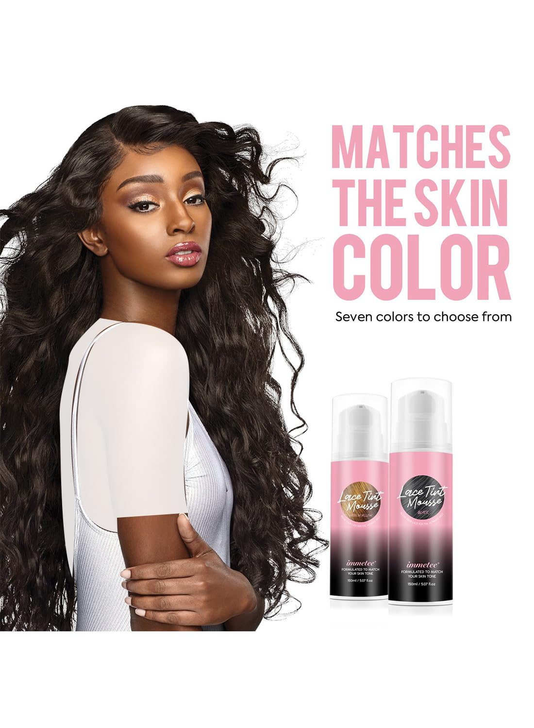 Lace Tint Melting Hair Mousse, Lace Tint Mousse for Hair Wig Lace Wigs Toupees and Hairpieces, Natural Finishing Lace Color 150ml