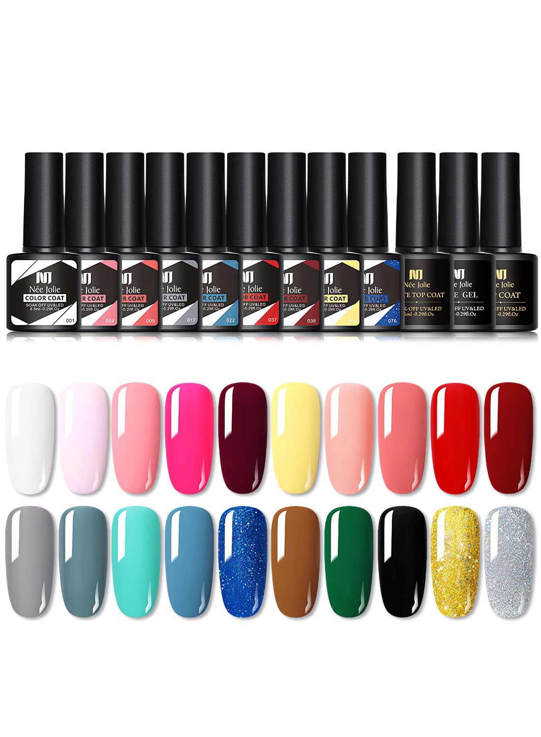 23Pcs Gel Nail Polish Set, Soak off Nail Lamp Gel Polish Starter Set with Base Gel Top Coat Matte Top Coat, for Nail Art Salon Home, Gift for Women
