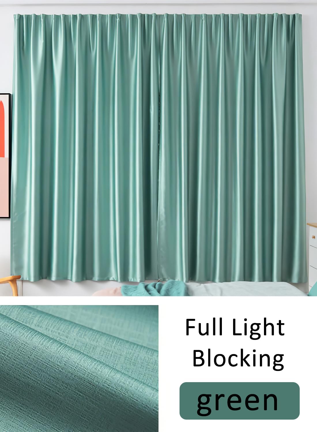 Velcro High Blackout Curtains, Without Rods and Thermal Insulated Curtains for Bedroom and Living Room