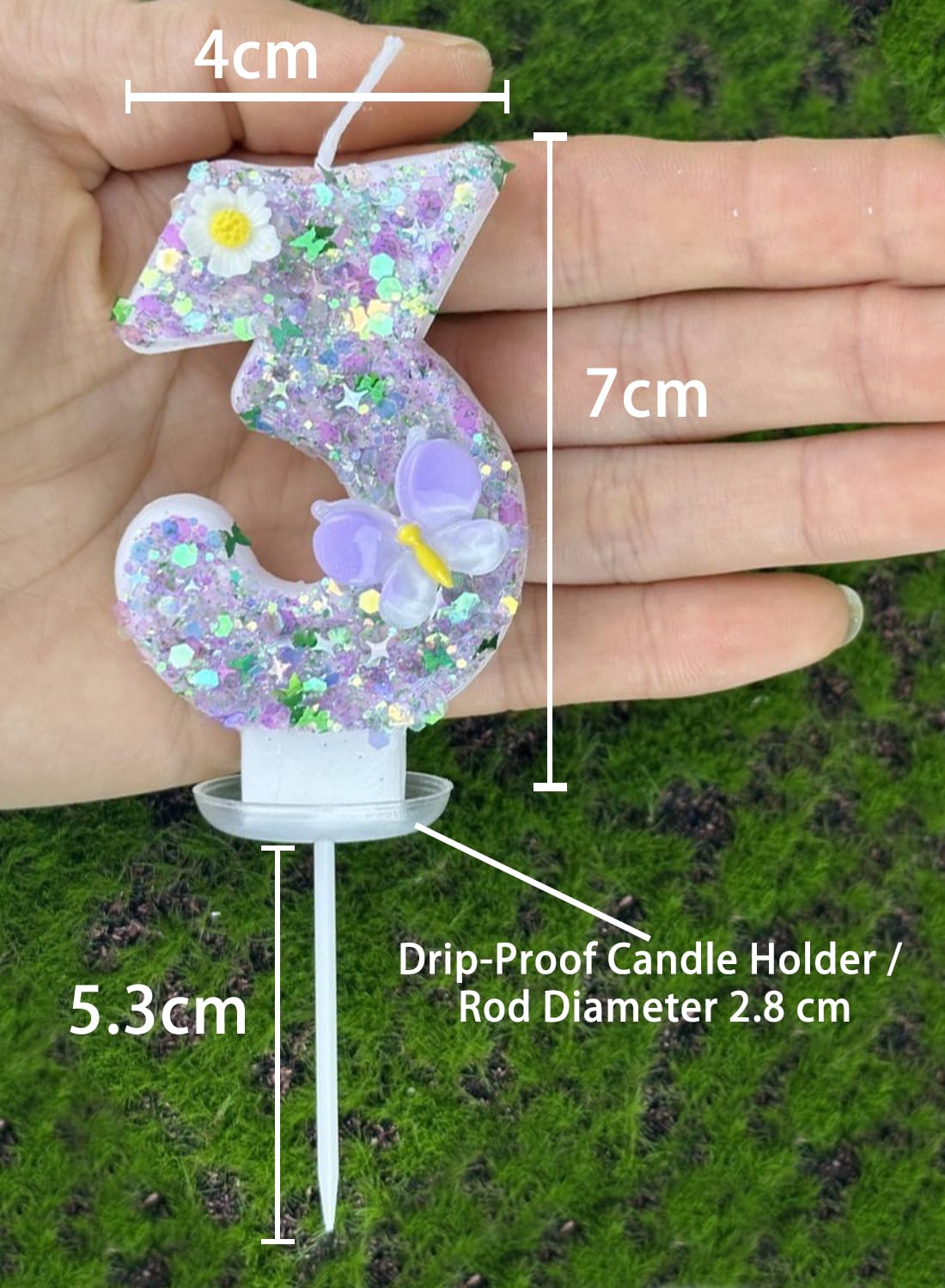 Colorful White Flower Number Cake Candle