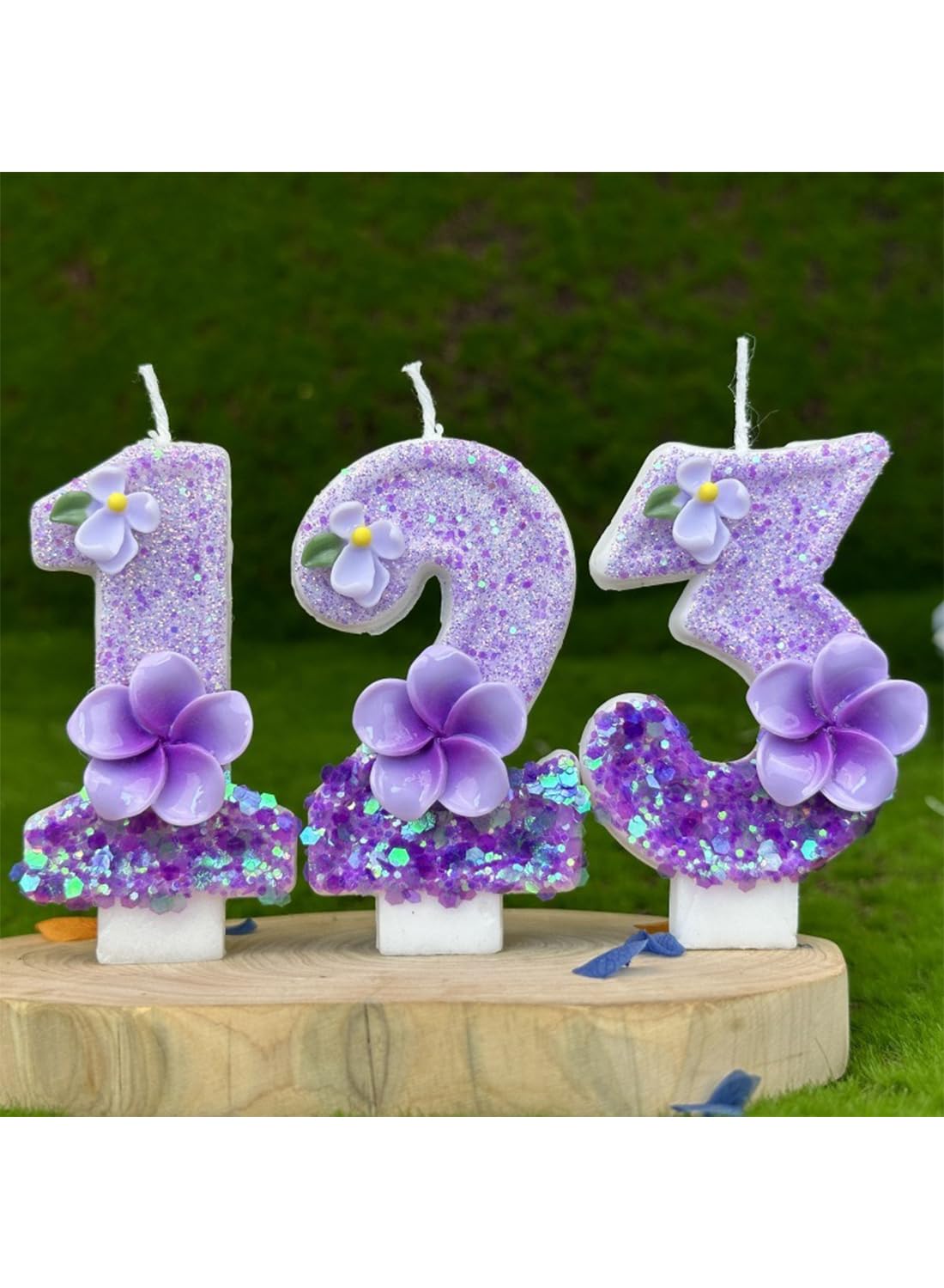 Purple Flower Number Cake Candle