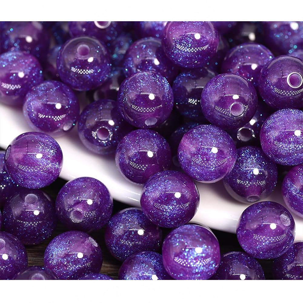 8mm Shiny Bracelet Beads, Plastic Beads for Jewelry Making DIY Dark Purple