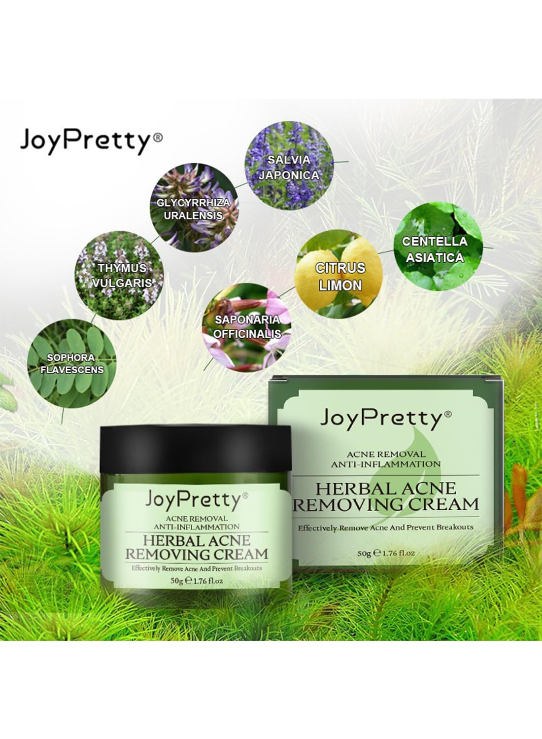 Acne Treatment Face Cream, Herbal Anti-Inflammation Soothing Acne Moisturizer with Tea Tree Oil, Acne Remover for Stubborn Pimple Blackhead Whitehead Blemish, Inflammation Relief 50g