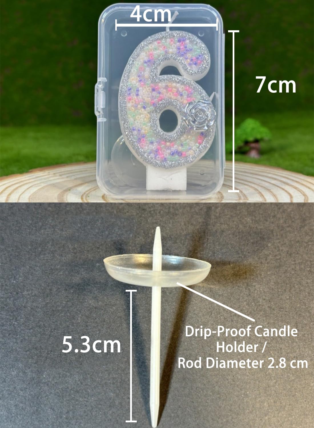 White Number Silver Flower Cake Candle