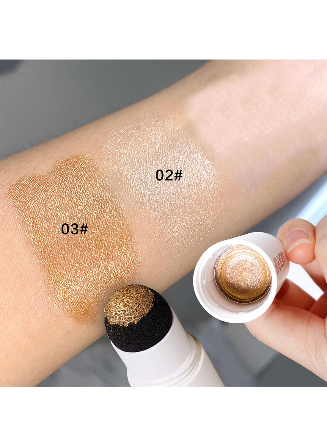 Highlighter Stick, Shine Shimmer Luminizer Waterproof Longlasting Non Greasy Body Illuminator, Sparkle High Gloss Glitter Powder Stick for Face Body