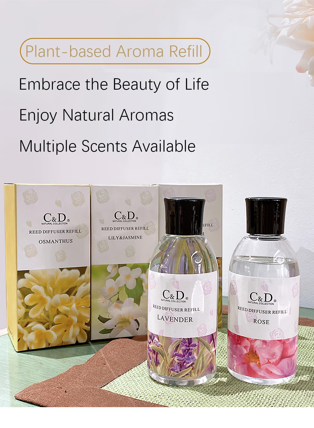 Reed Diffuser Refill, Fresh Natural Long Lasting Fragrance for Bedroom Bathroom Office Home Decor, Scented Gift Set, Reed Diffuser Oil Refill for Aromatherapy, Purify Air 180ml