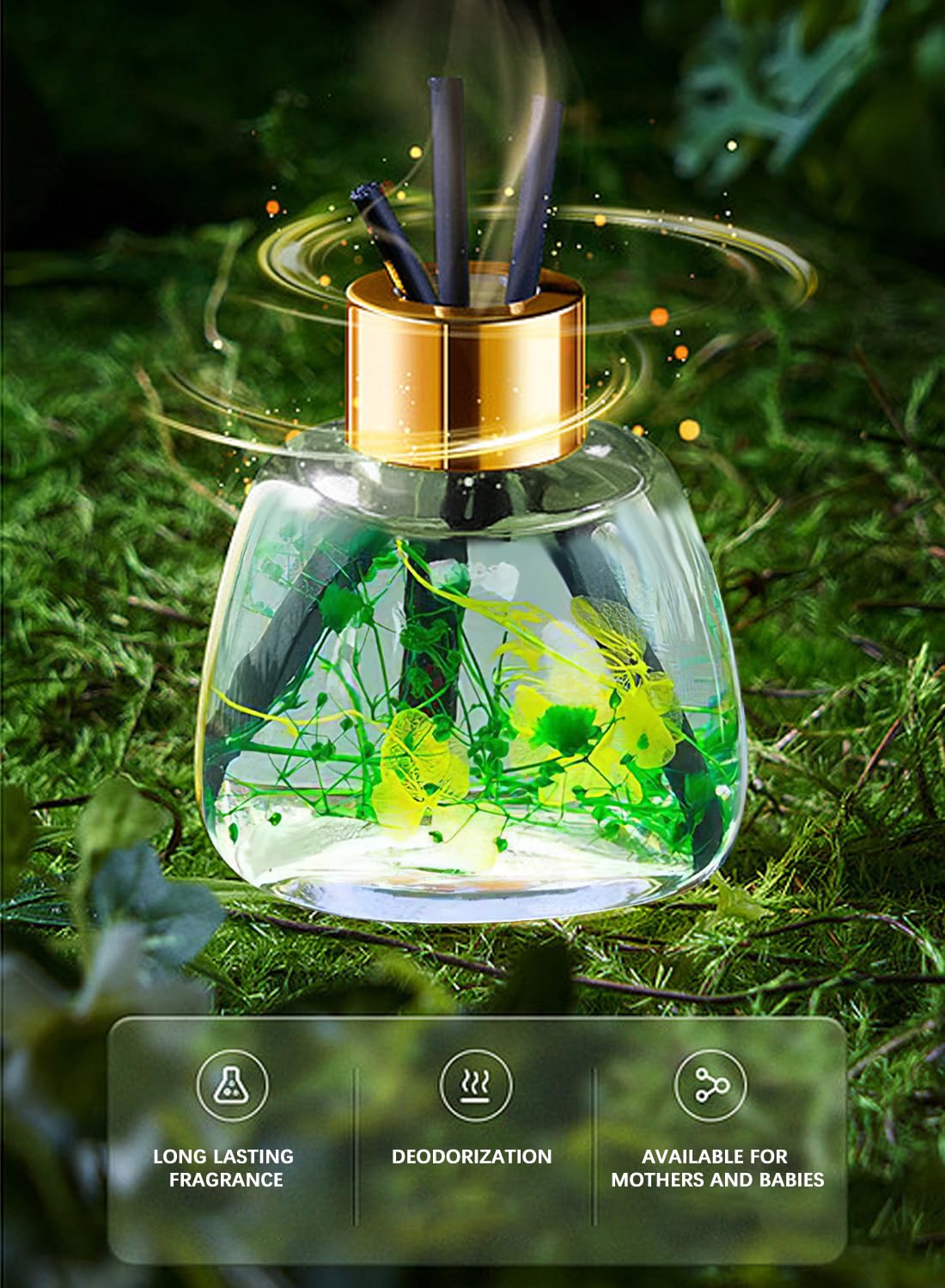 Flower Reed Diffuser Set with Incense Diffuser Sticks, Scented Room Diffuser Home Fragrance with Aromatherapy Essential Oil for Car Home Office Bedroom Gift Set 100ml