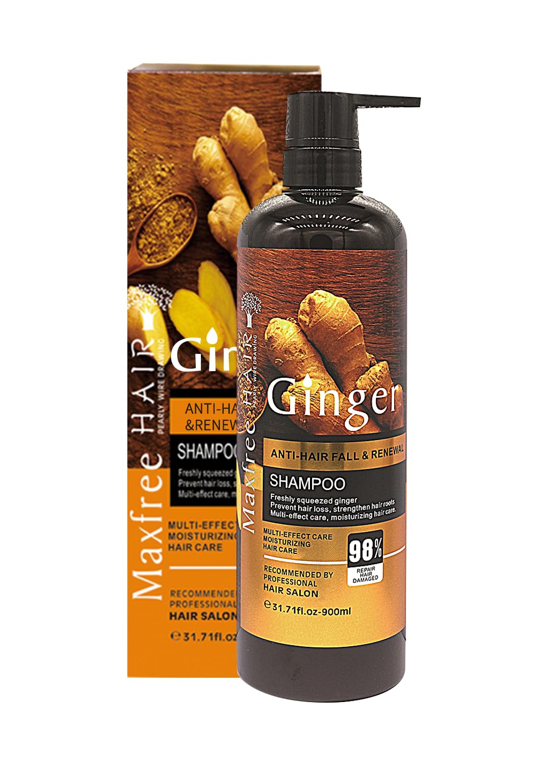 Shampoo with Ginger, Deep Cleansing Moisturizing Refreshing Oil Control Hair Loss Shampoo, Hair Growth Shampoo for Thinning Hair & Hair Loss, Hair Loss Treatment 900ml