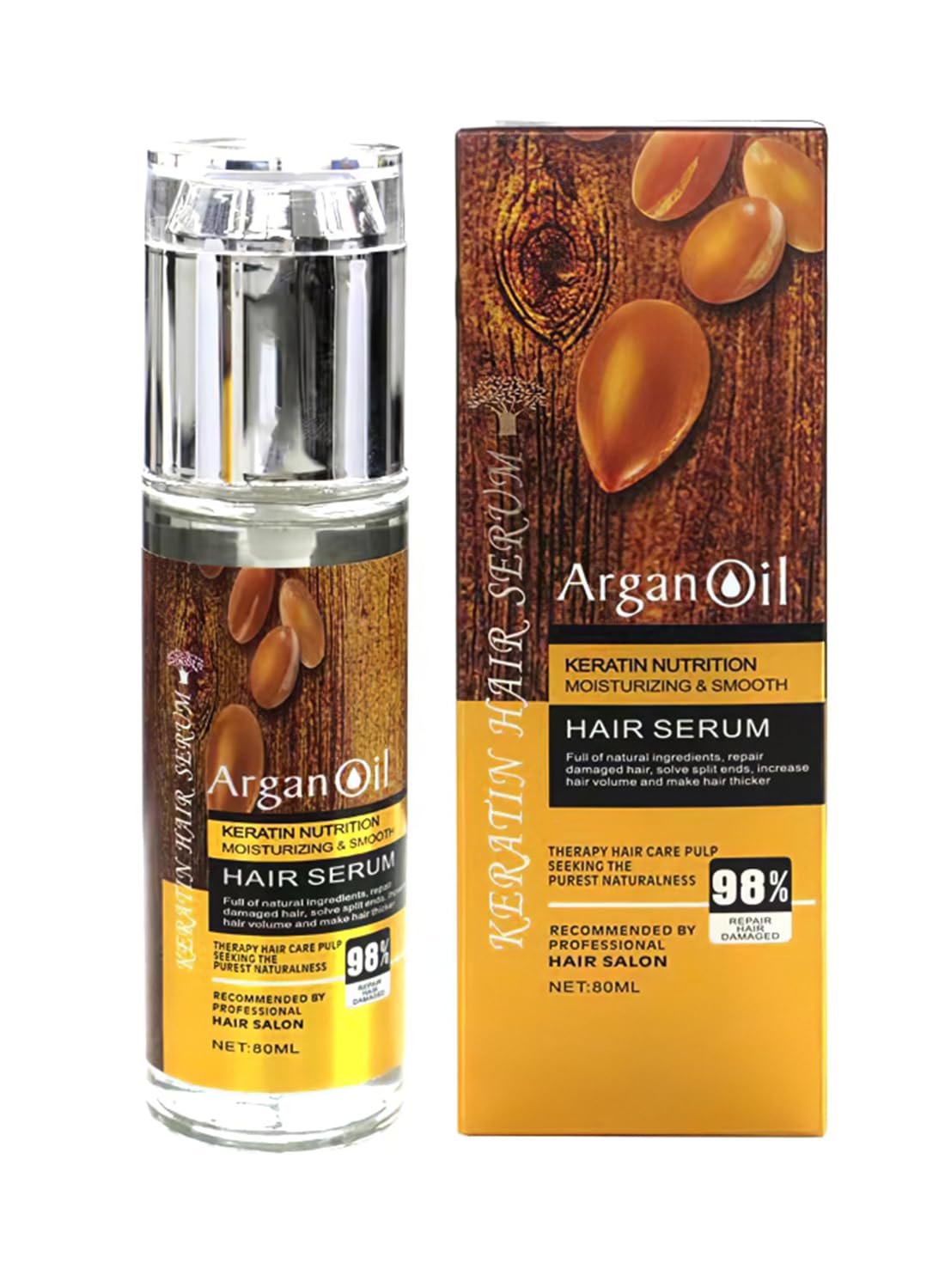 Hair Serum for Frizzy Dry Damaged Hair, Moisturizing Anti Frizz Control Repairing Argan Oil, Nourishing Smoothing Keratin Hair Treatment Oil, Hair Straightening Serum for All Hair Types 80ml
