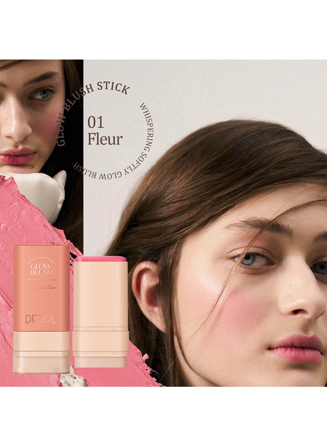 Blush Stick, Moisturizing Blush Cream, Natural Waterproof Multi-Use Lip Tint, High Pigmented Creamy Blush Stick for Eyes Lips and Cheeks, Gift Set for Women 30G