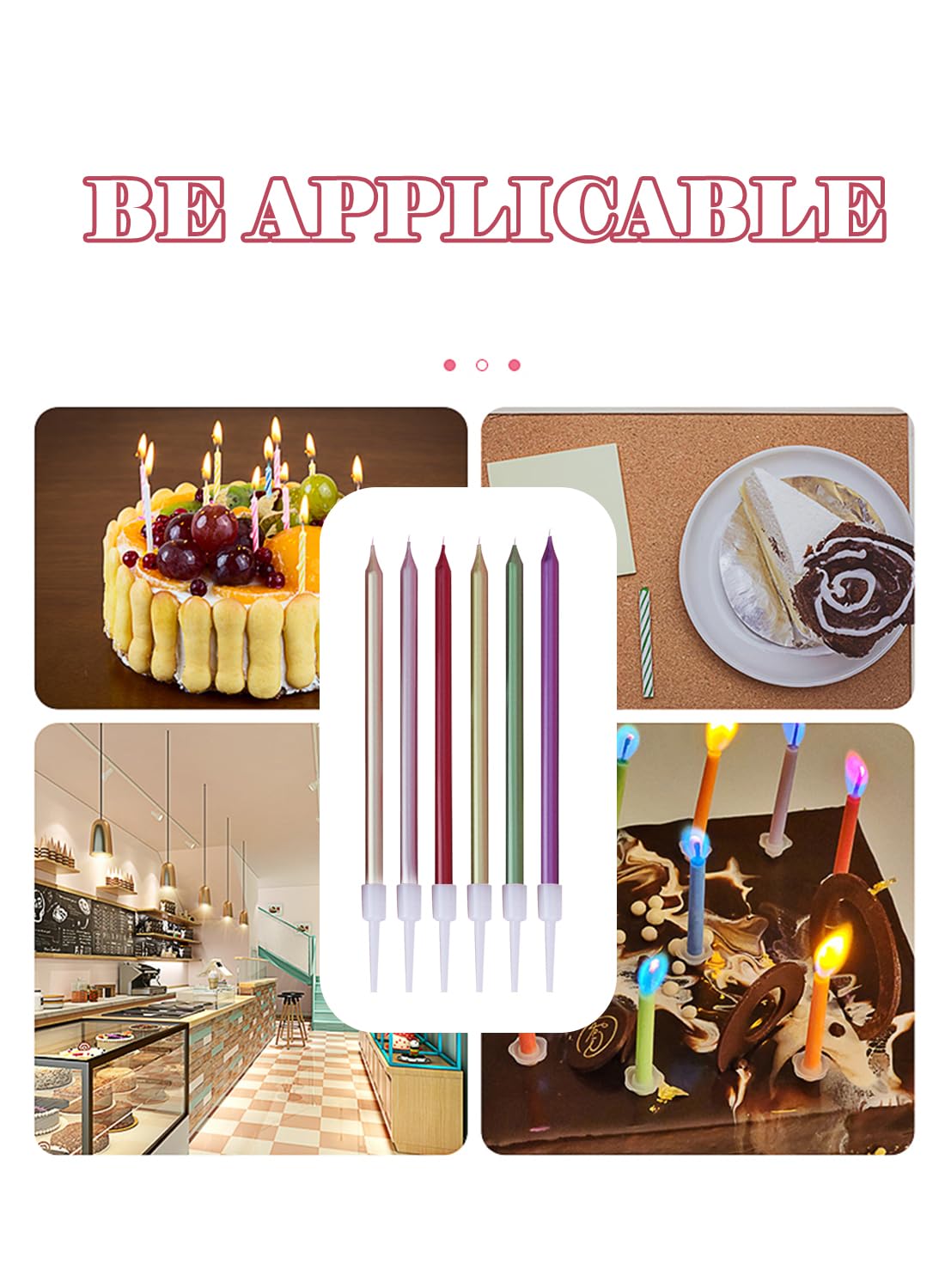 Long Thin Metallic Birthday Candles-6Pcs