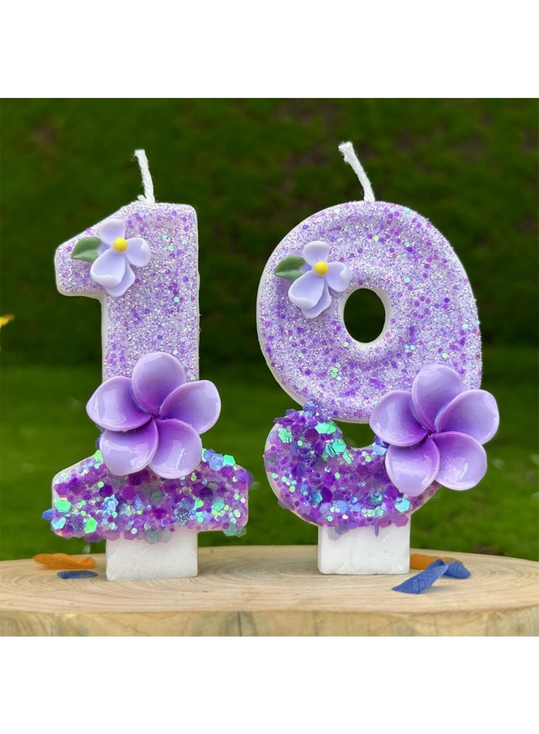 Purple Flower Number Cake Candle