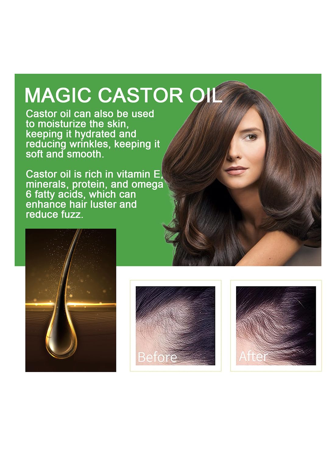 Black Castor Oil for Hair Growth, Multi-Purpose Castor Oil, 100% Pure Cold Pressed, Moisturizing Anti Dandruff Hair Growth Oil for Unisex 30ml