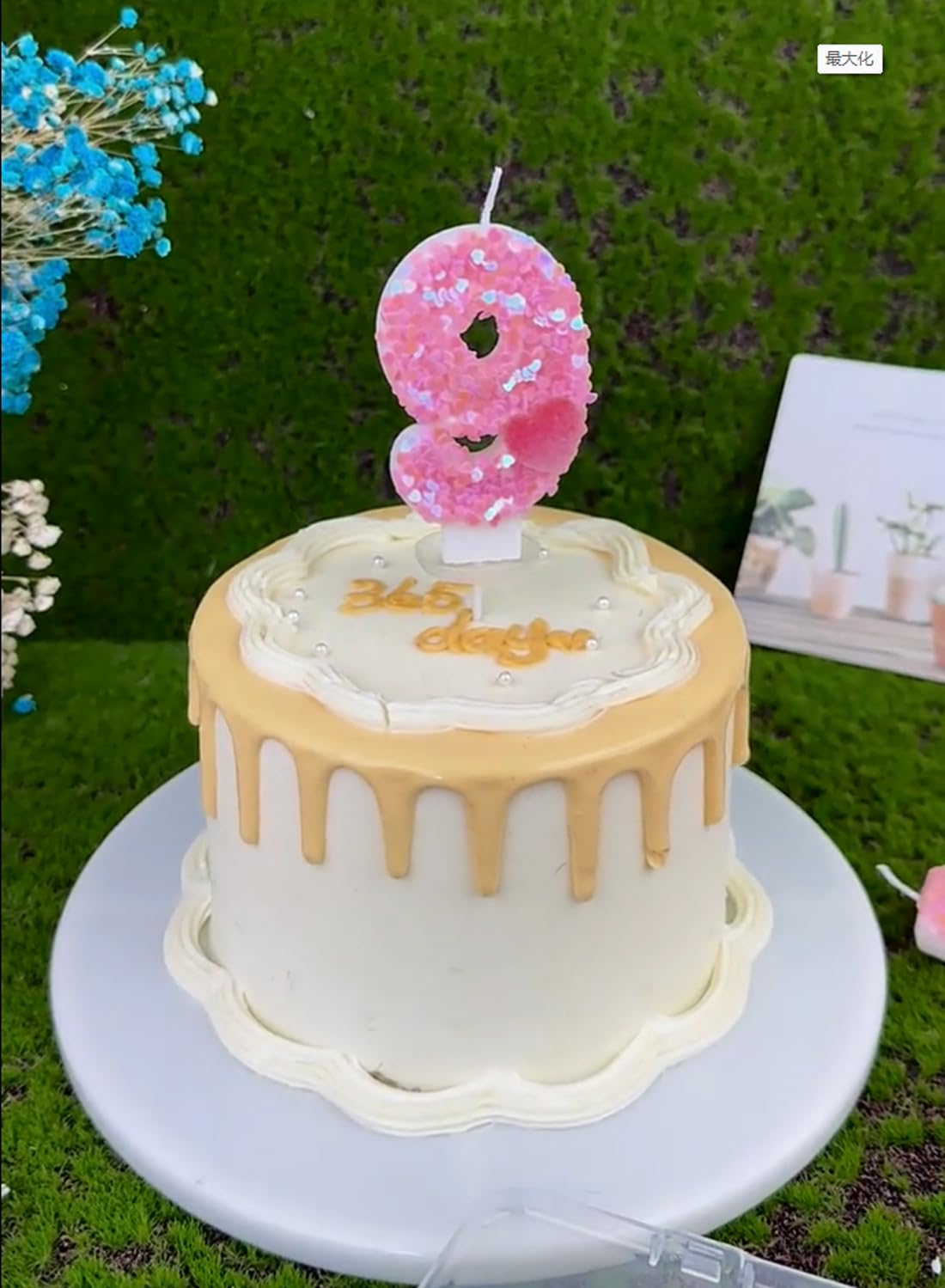 Pink Heart Number Cake Candle