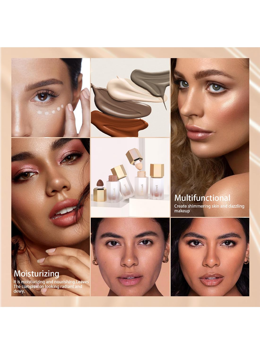 Royues Liquid Contour, Highly Pigmented Long Lasting Cream Contour Stick, Lightweight Face Bronzer Makeup, Delicate Face Contouring Highlighter Sticks 7ml