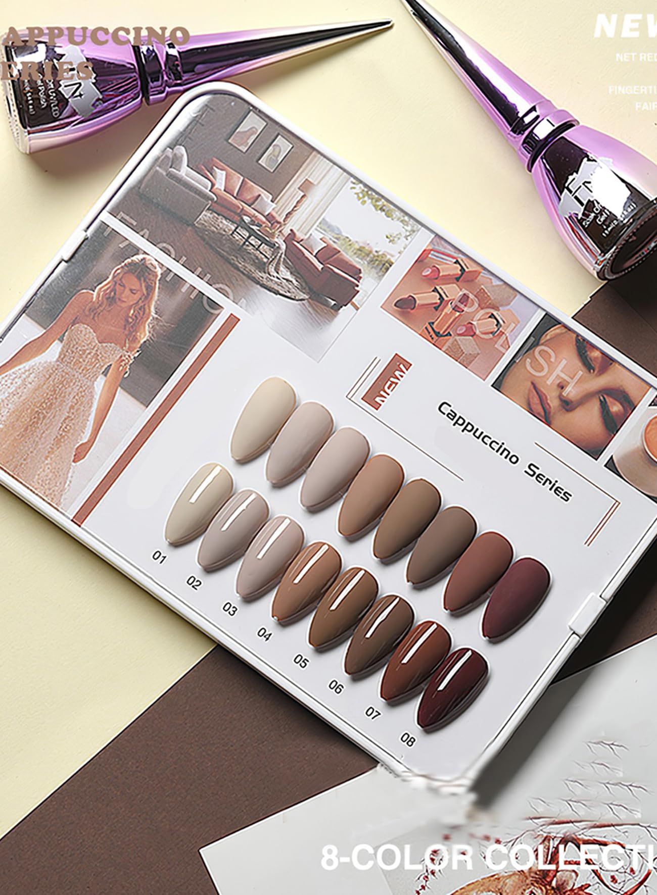 8 Colors Gel Nail Polish Set, Stylish Popular Nail Art, Gift Set for Women, for Wedding Party New Year Holiday