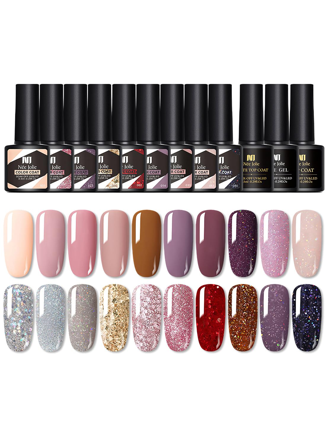 23Pcs Gel Nail Polish Set, Soak off Nail Lamp Gel Polish Starter Set with Base Gel Top Coat Matte Top Coat, for Nail Art Salon Home, Gift for Women