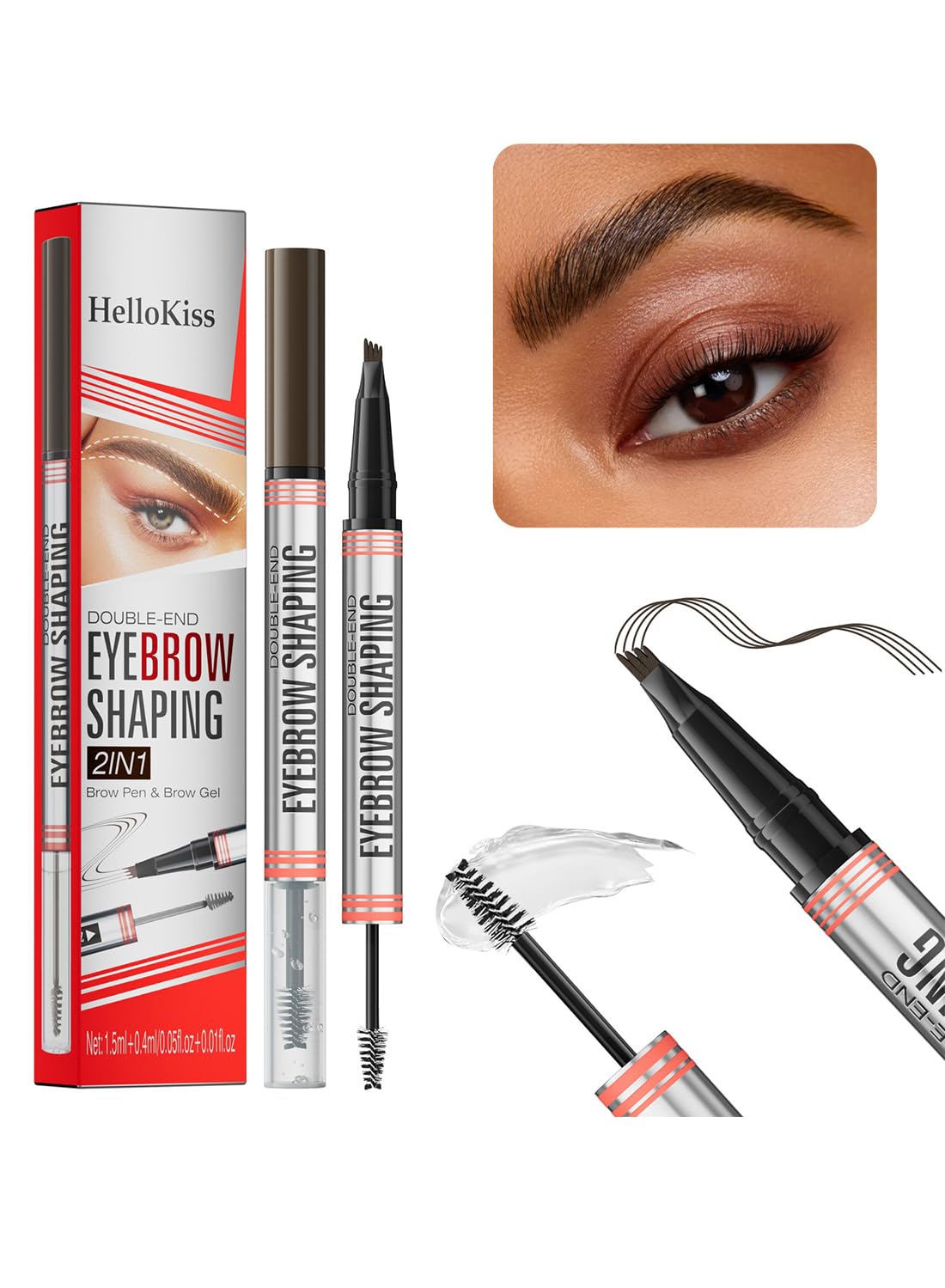 2 in 1 4-Tip Brow Pen & Eyebrow Gel