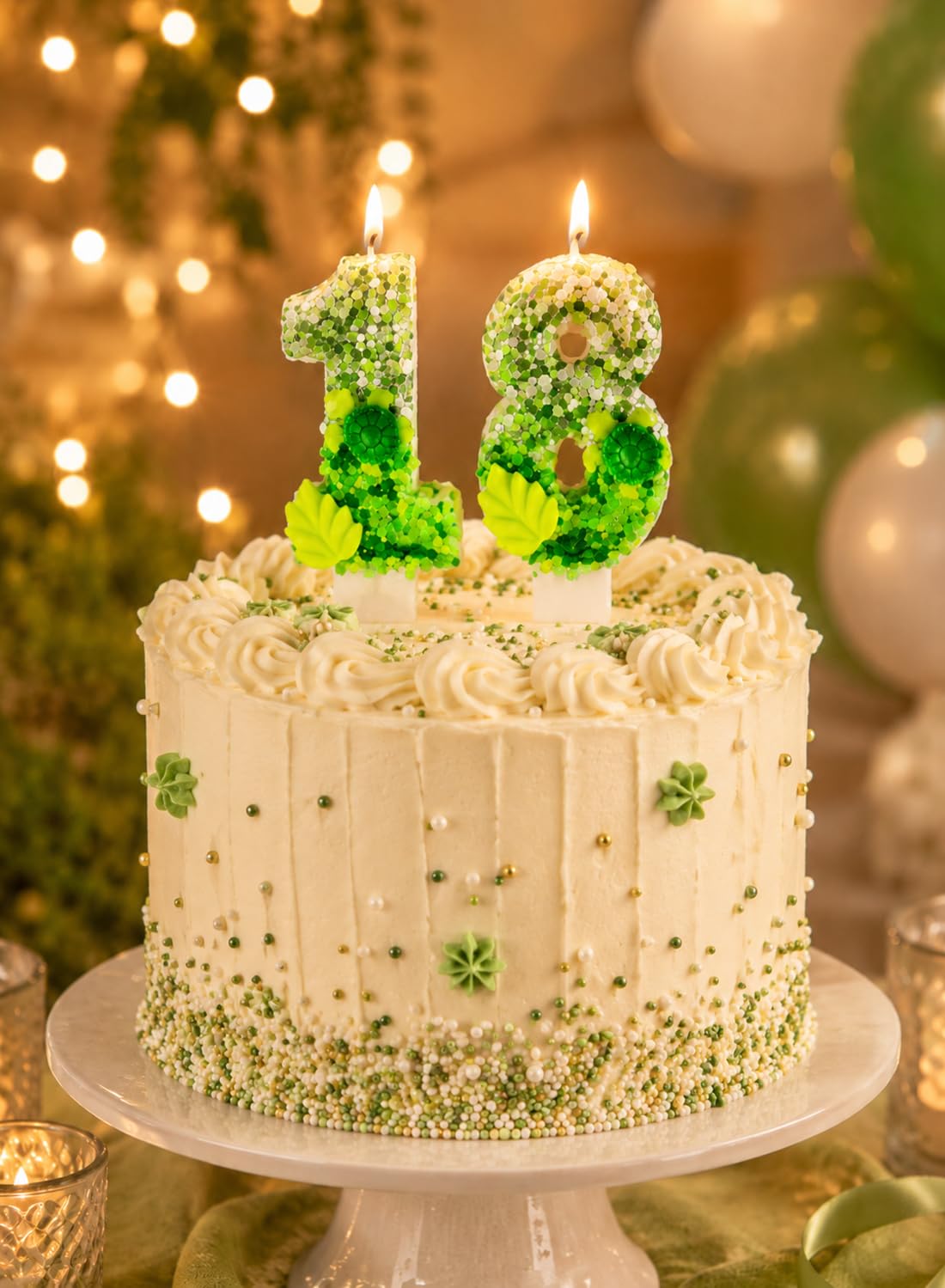 L&wen 7cm Birthday Number Candles for Cake Decoration, Glittery Cake Toppers with Perfect for Kids' Parties, Anniversaries Celebrations