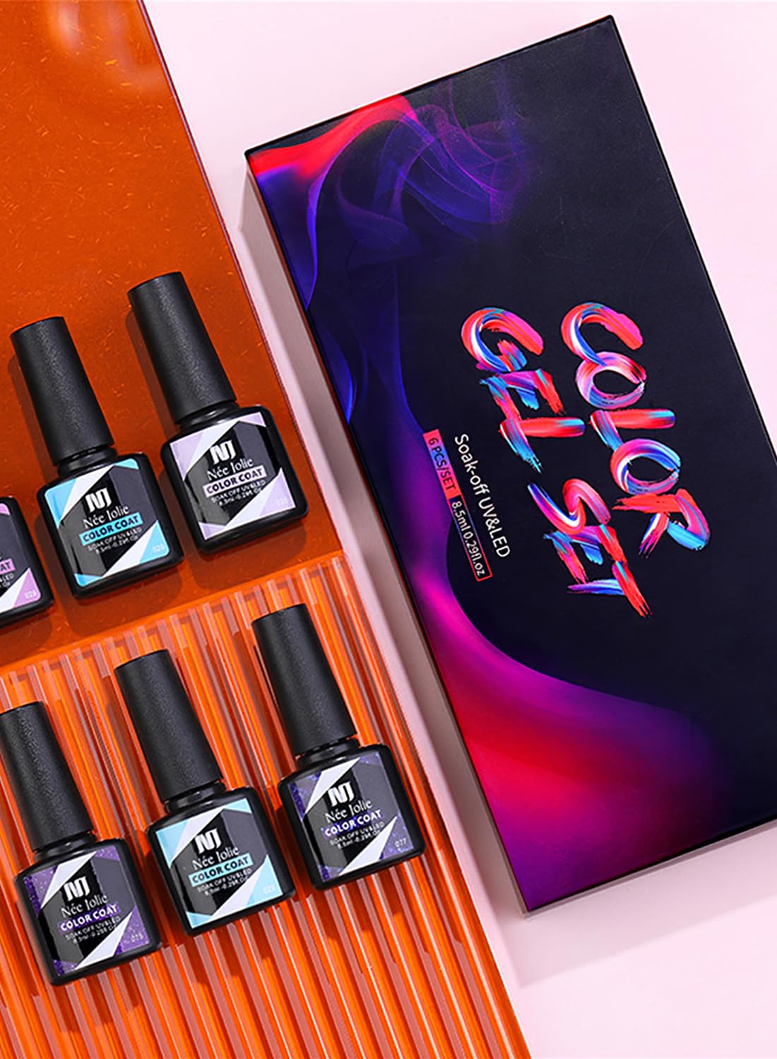 Gel Nail Polish Kit, 6Pcs Gel Nail Polish Kit, Soak Off UV LED Nail Lamp, Nail Art Design DIY Home Gifts for Women Girl