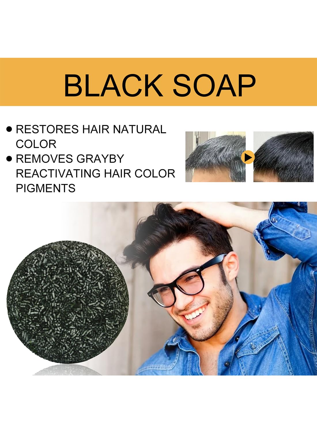 Hair Darkening Soap, Grey Hair Coverage Bar Soap
