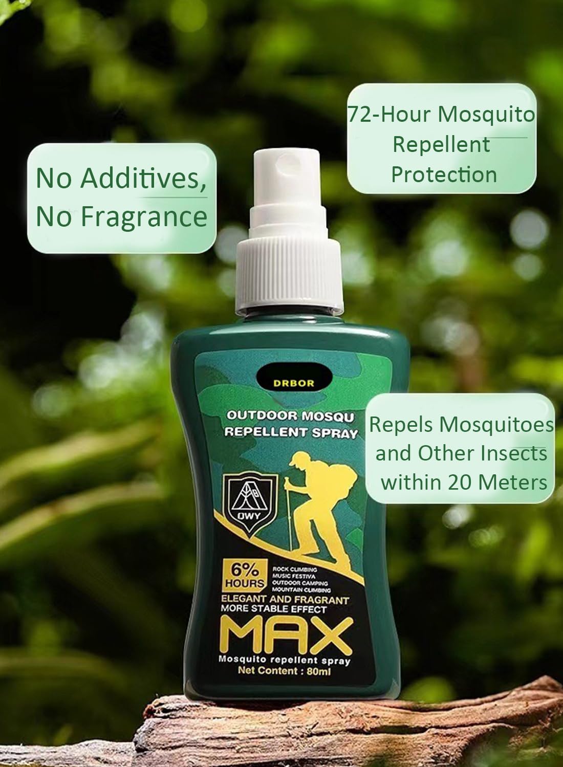 Outdoor Mosque Repellent Spray, All Natural Deet-Free Insect Repellents 80ml