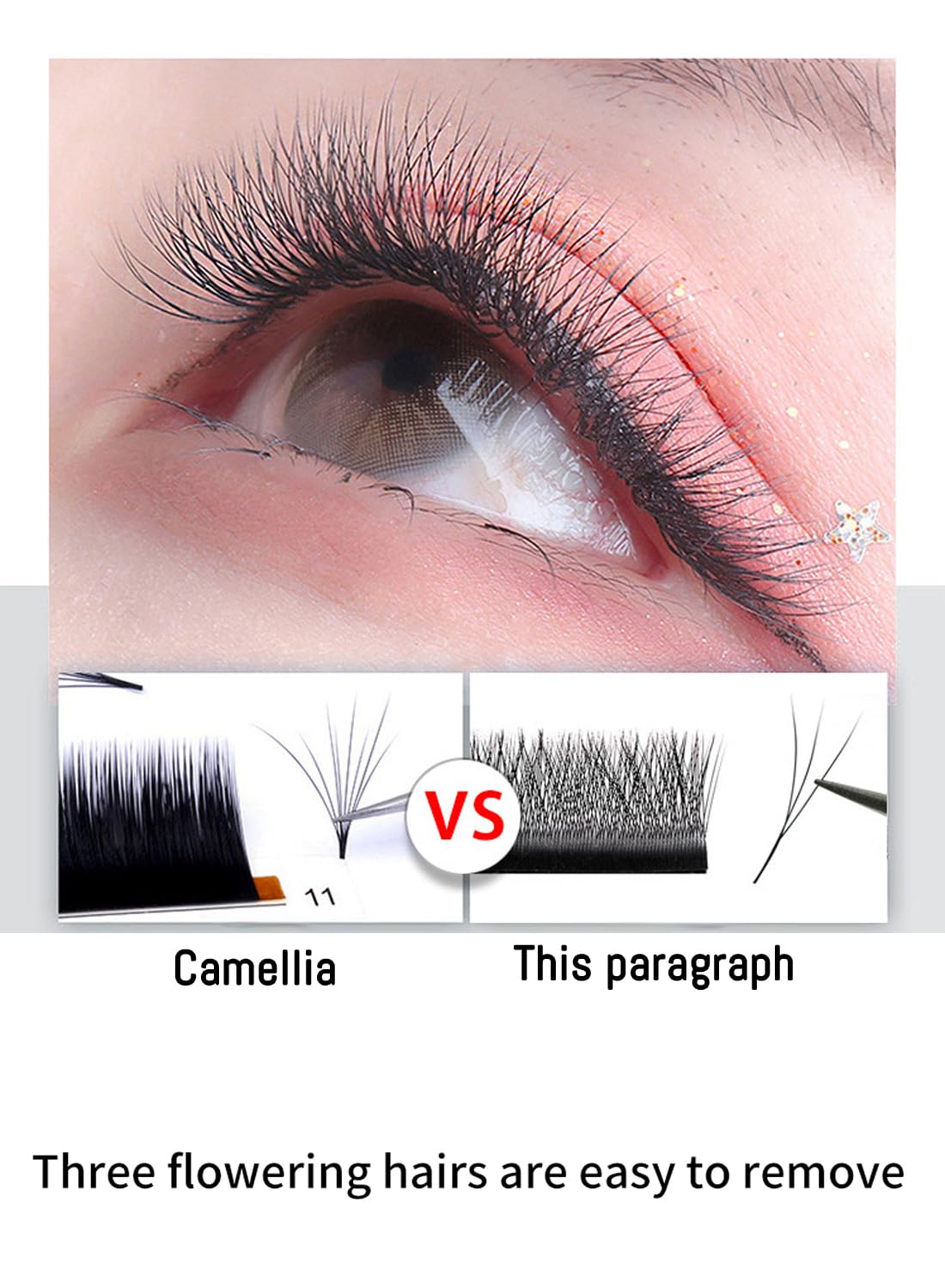 Cluster Lashes, D Curl Self Adhesive Eyelashes DIY Lash Extensions, Easy to Use