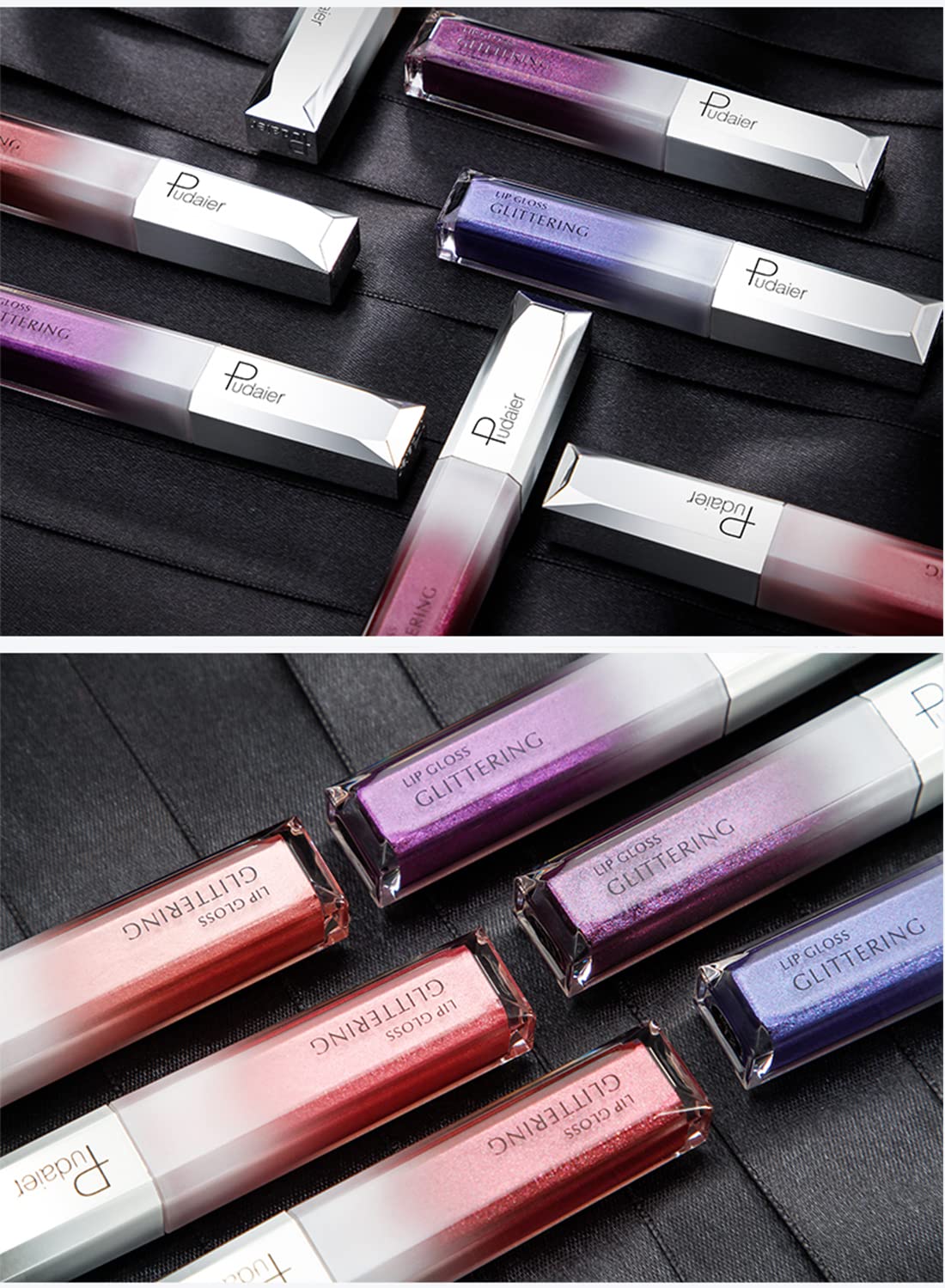 Glitter Lip Gloss, Shimmer Metallic Liquid Lipstick, Moisturizing Waterproof Lip Makeup for Lips Cheeks Eye