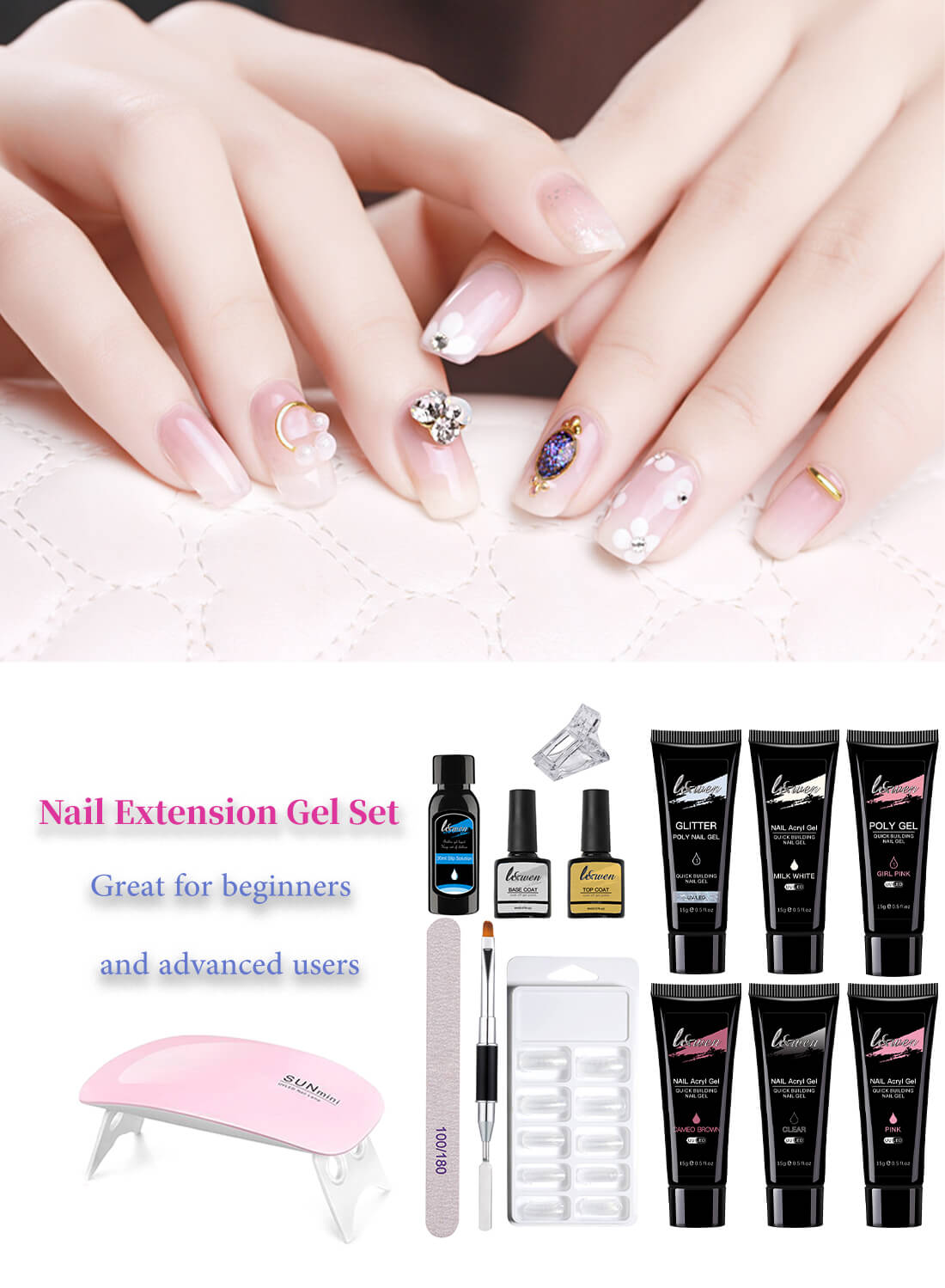 L&wen 14Pcs Nail Extension Gel Kit