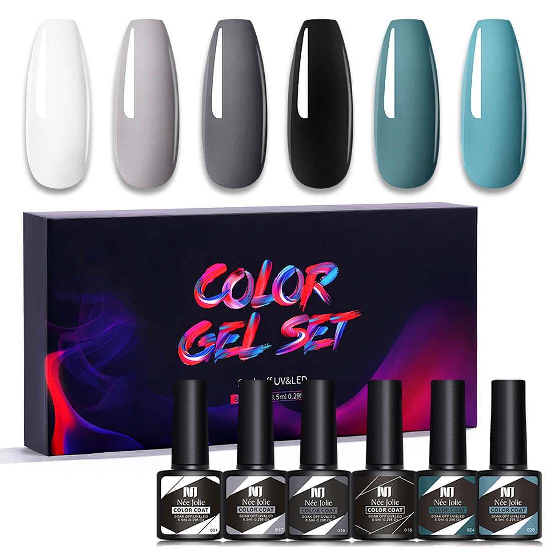 Nee Jolie 6 Color Nail Gel Polish Kit