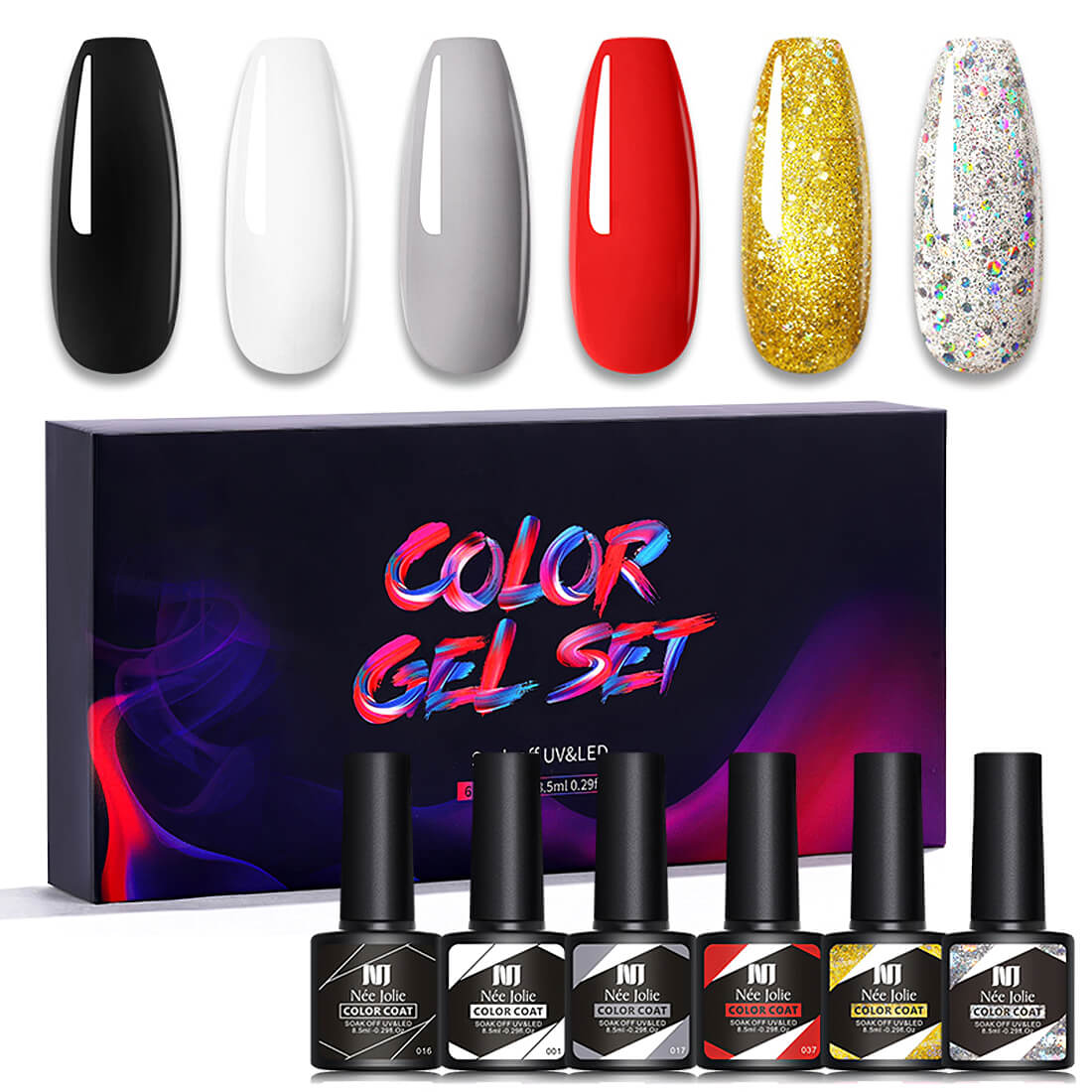 Nee Jolie 6 Color Nail Gel Polish Kit