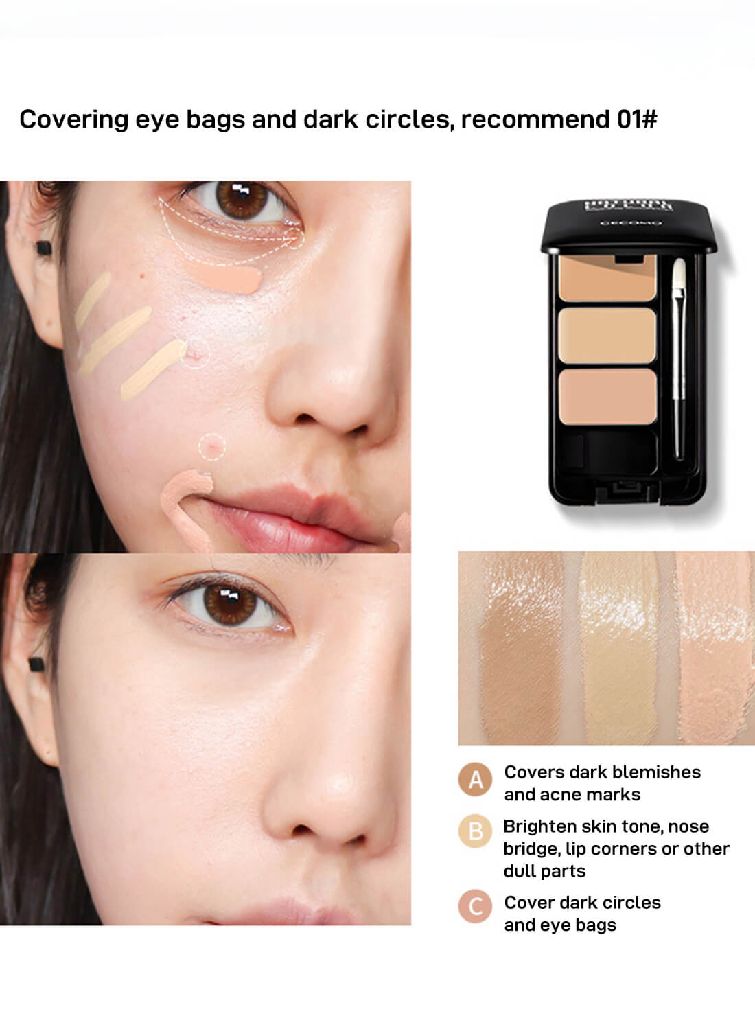 GECOMO Three-Color Concealer Palette