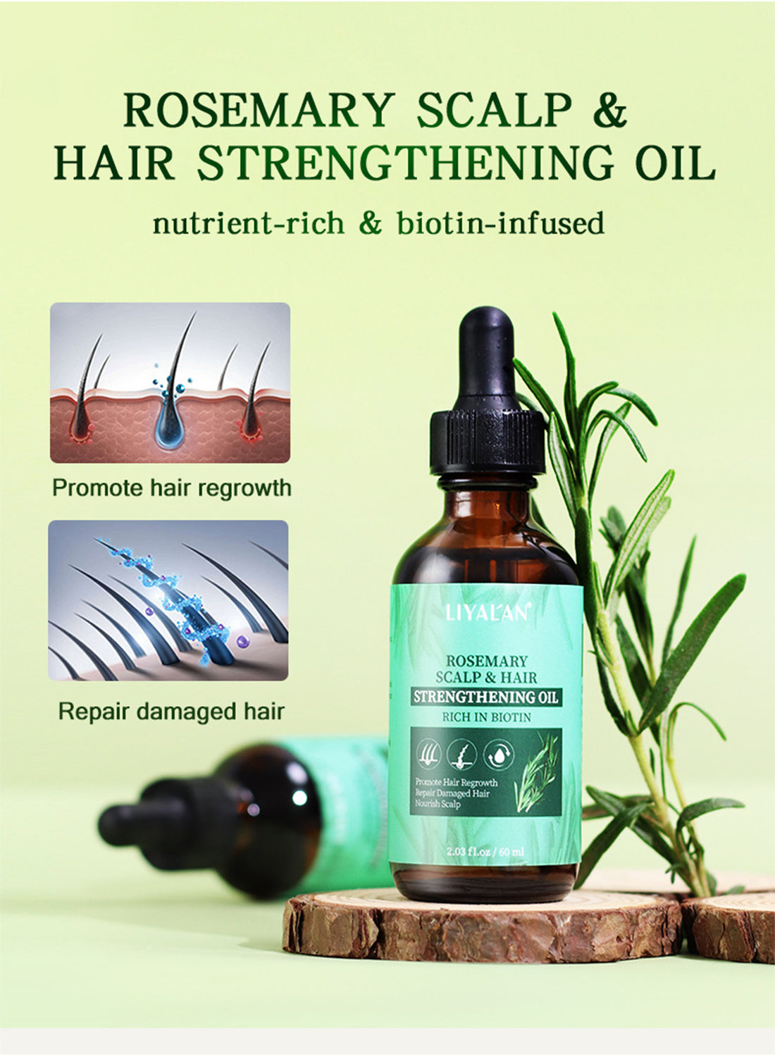 Liyalan Rosemary Scalp and Hair Strengthening Oil