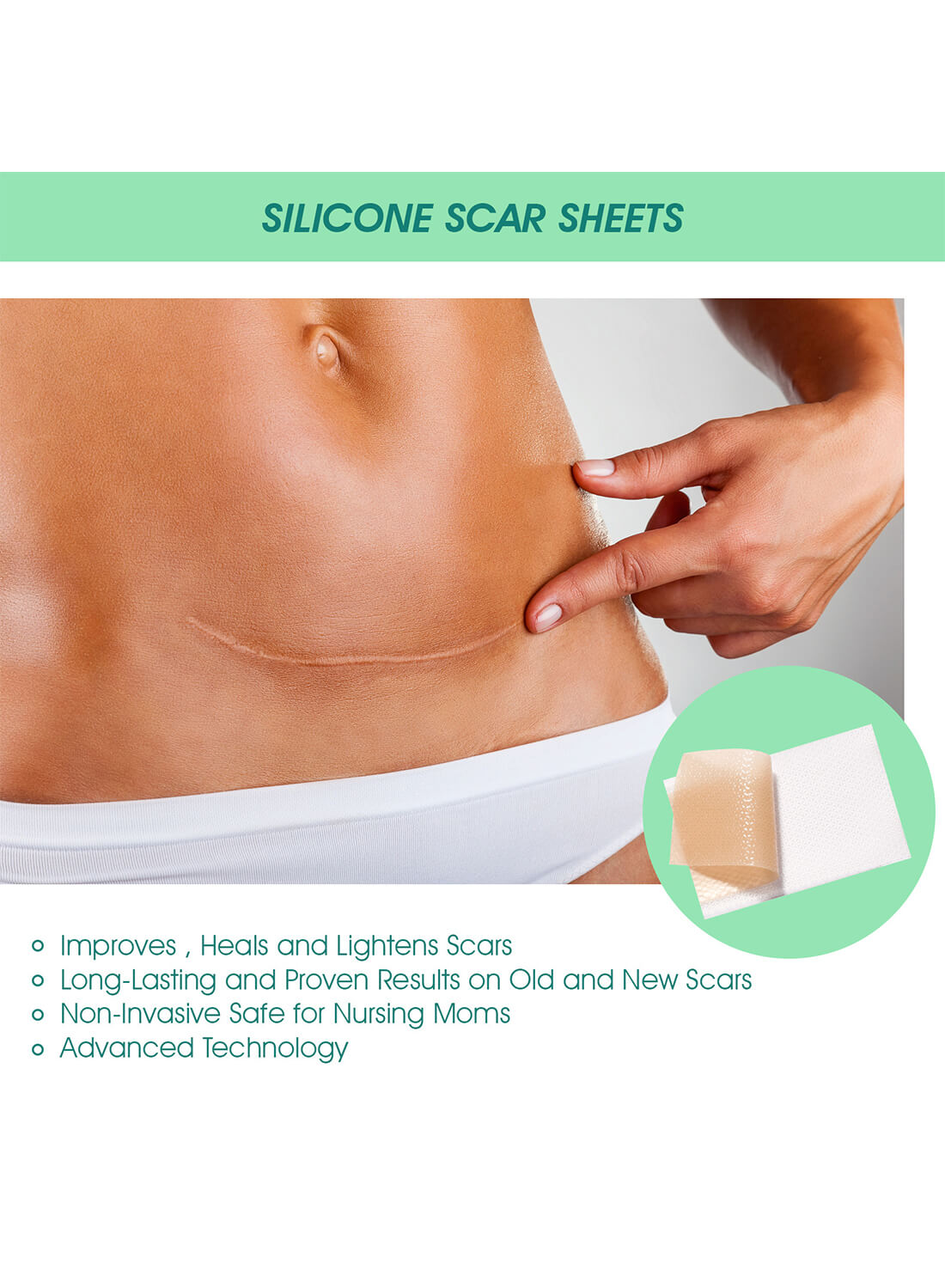 ELAIMEI Silicone Scar Sheets Skin Care 4Pcs