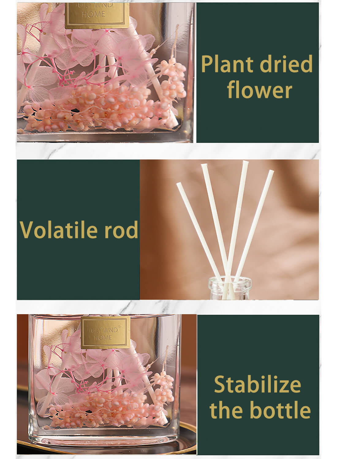 JULY WND Flower Reed Diffuser with Incense Diffuser Sticks 120ml