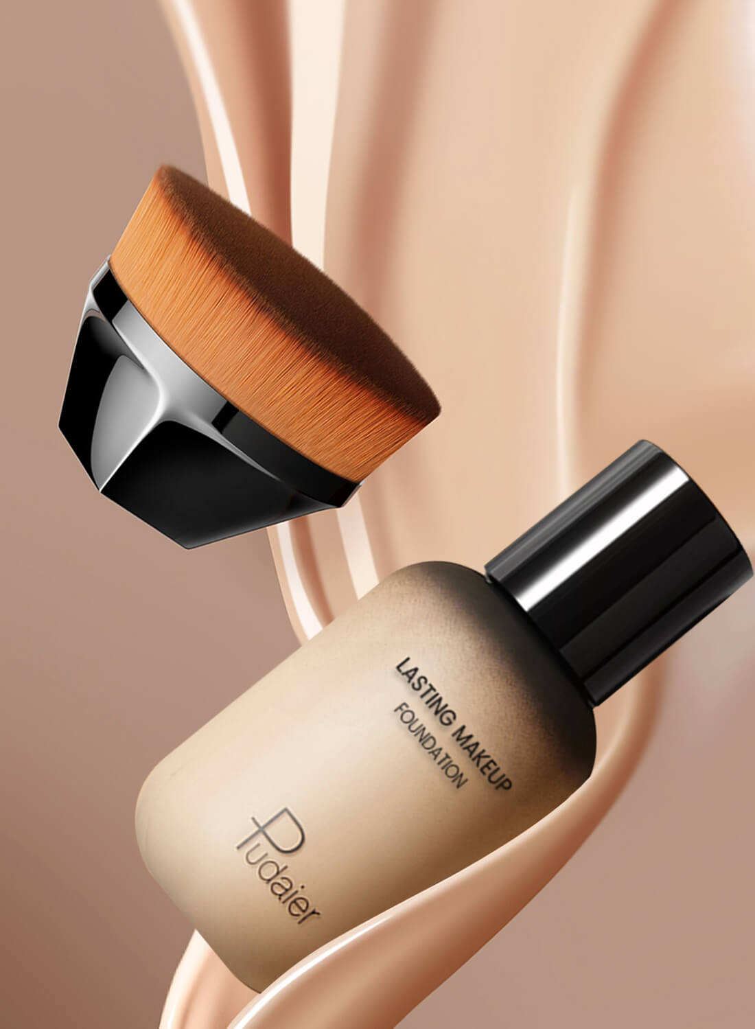 Pudaier Liquid Foundation with Magic Traceless Makeup Brush