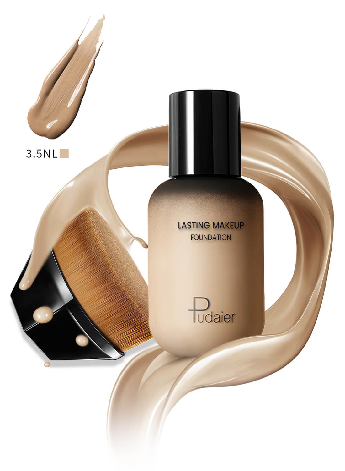 Pudaier Liquid Foundation with Magic Traceless Makeup Brush