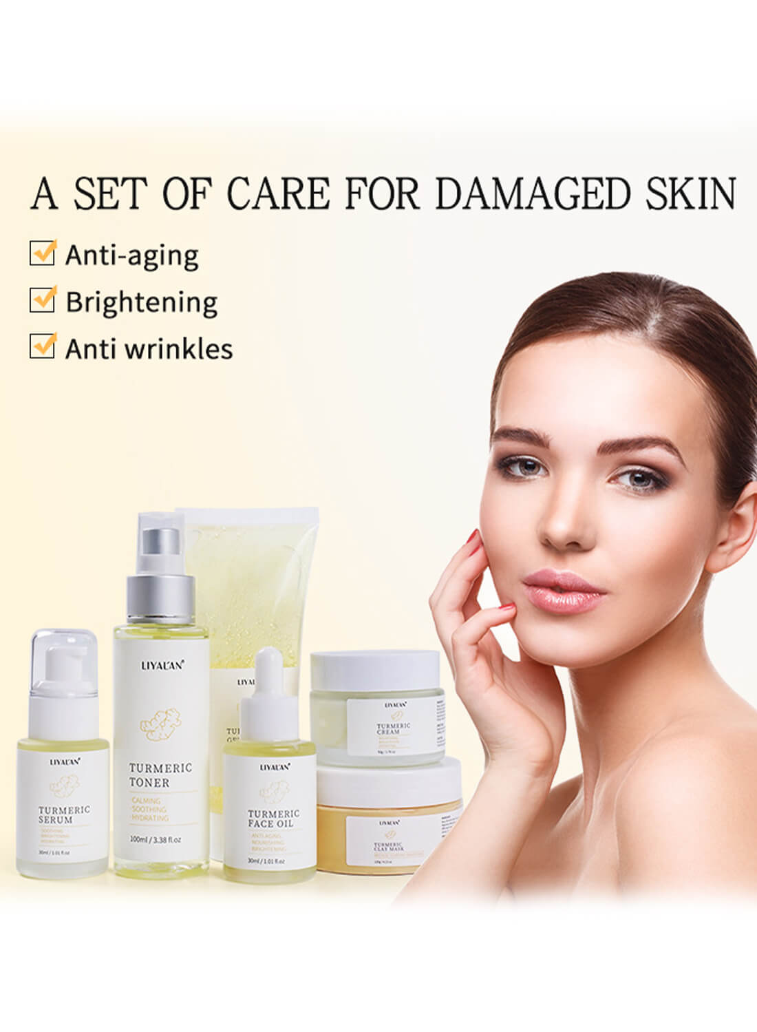 Liyalan 6Pcs Turmeric Skin Care Set