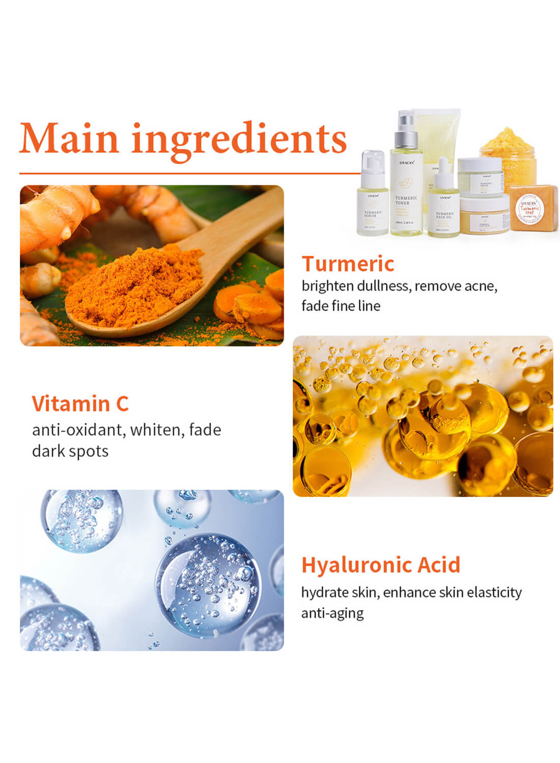 Liyalan 8Pcs Turmeric Skin Care Set