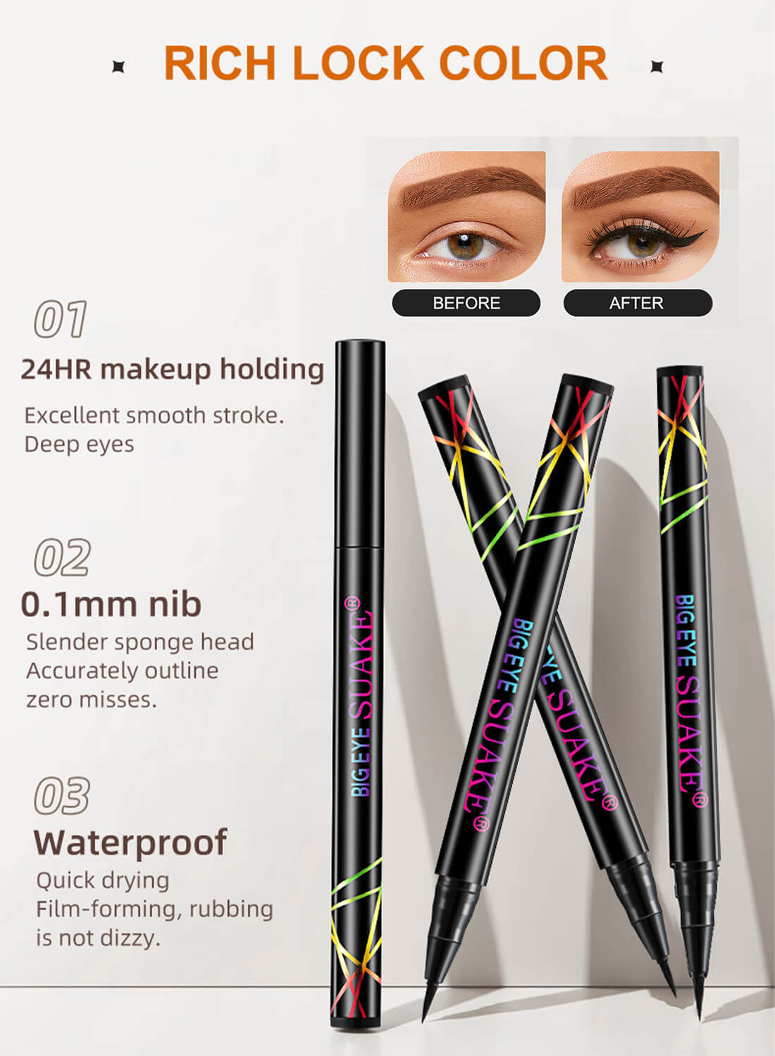 SUAKE Liquid Eyeliner with Precise Ultra Fine Felt Tip