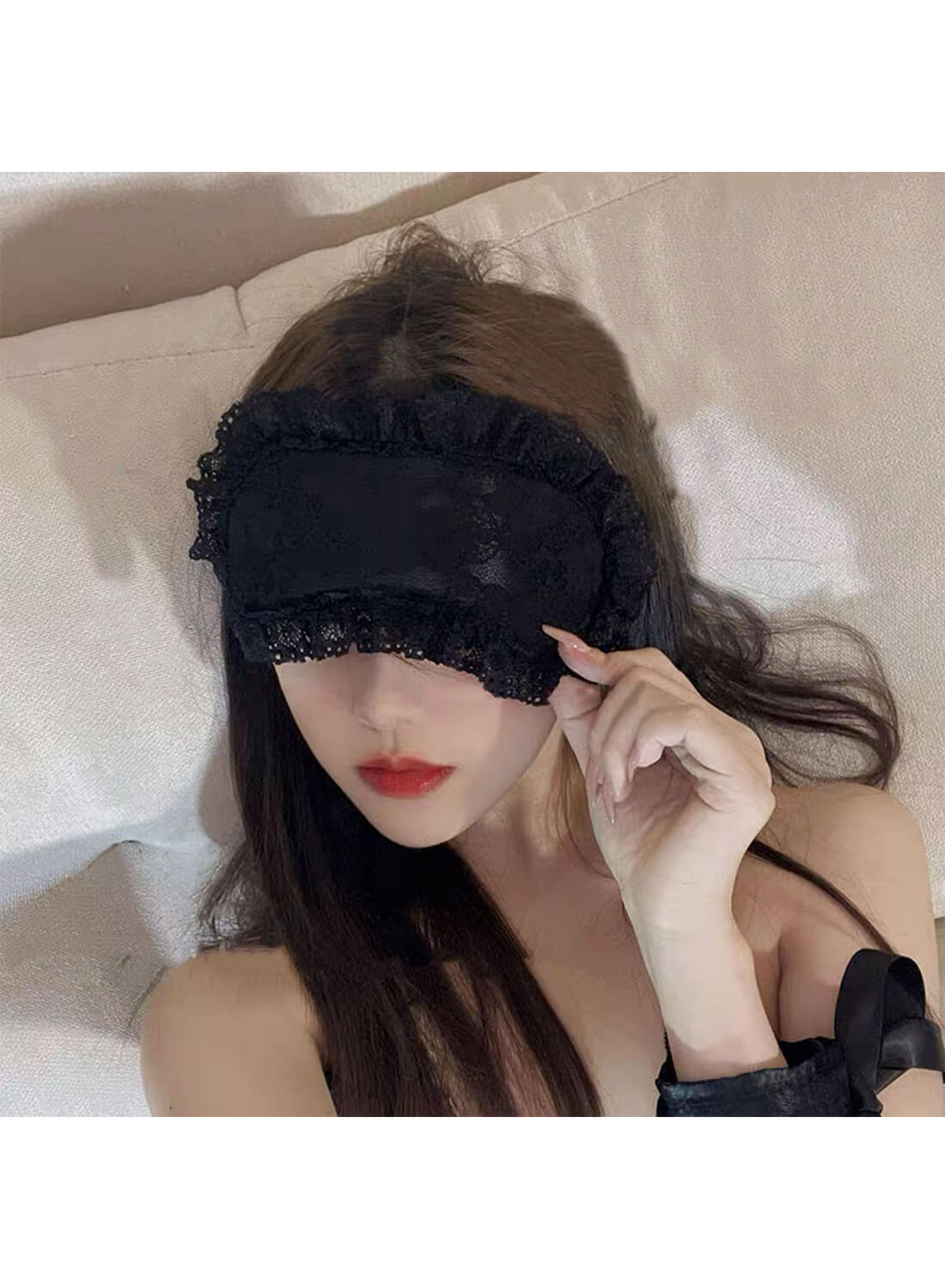 Lace Eye Mask and Handcuffs and Lace Bunny Ears for Women